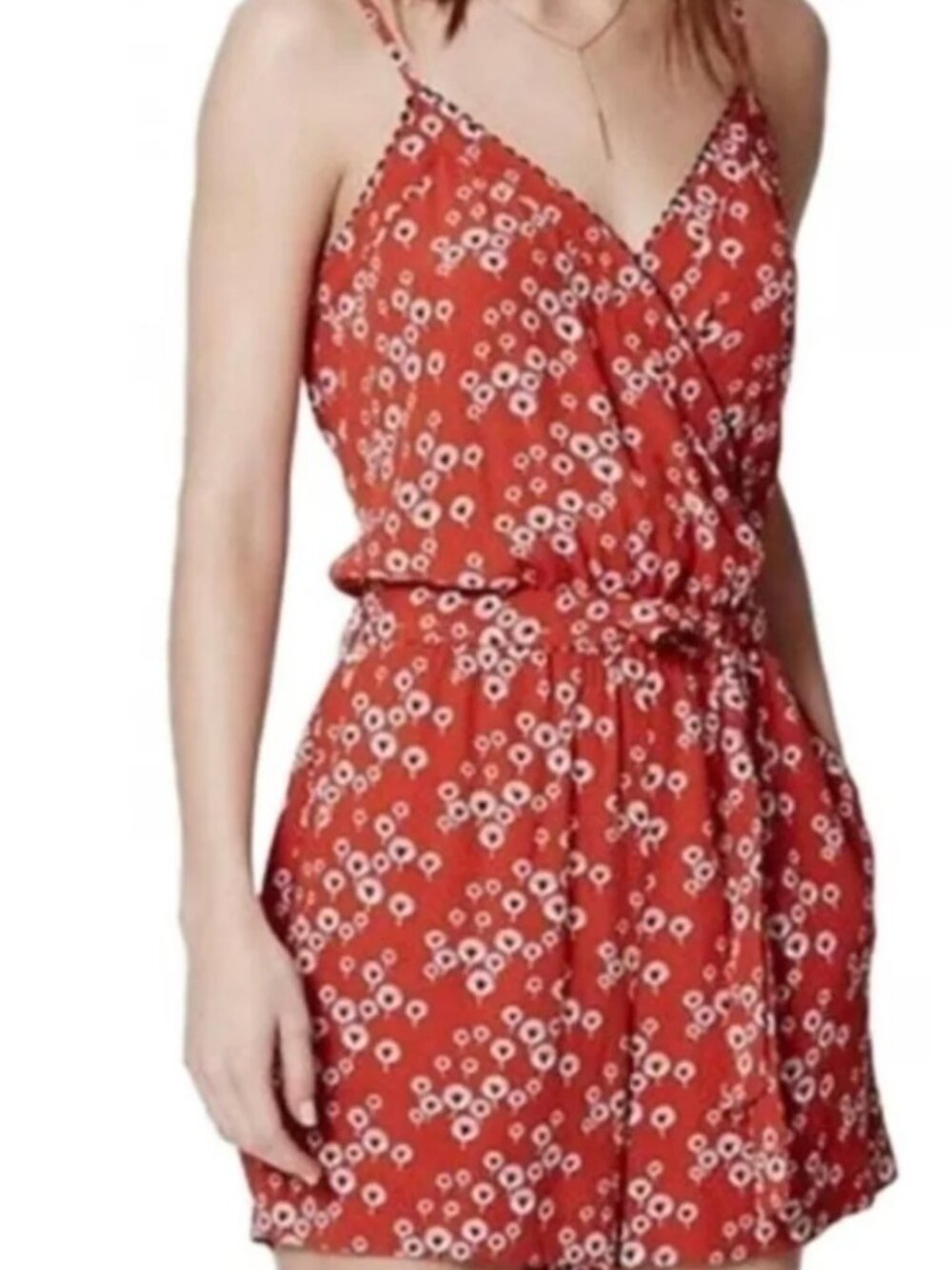 LOFT Romper with Spaghetti Straps Rust Colored